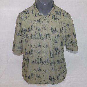 Wrangler Vented Green Short sleeve Trees Forrest Button Front Shirt Mens 2XL